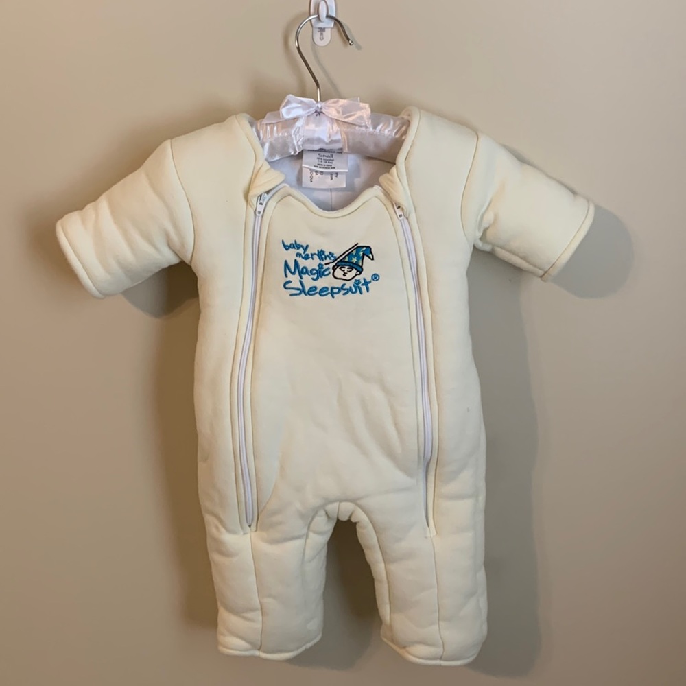 Baby Merlin’s Magic Sleep-suit: Size small (3-6mo/ 12-18lbs); Ivory color